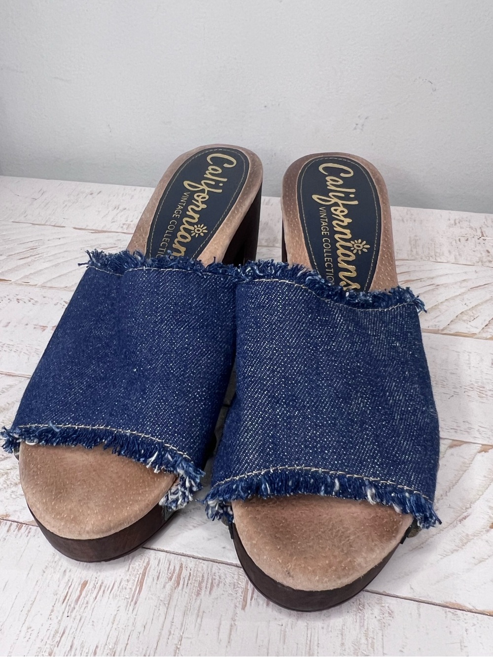 Californians Vintage Collection Eileen Denim Platform Mule Sandals Size 40 (9)